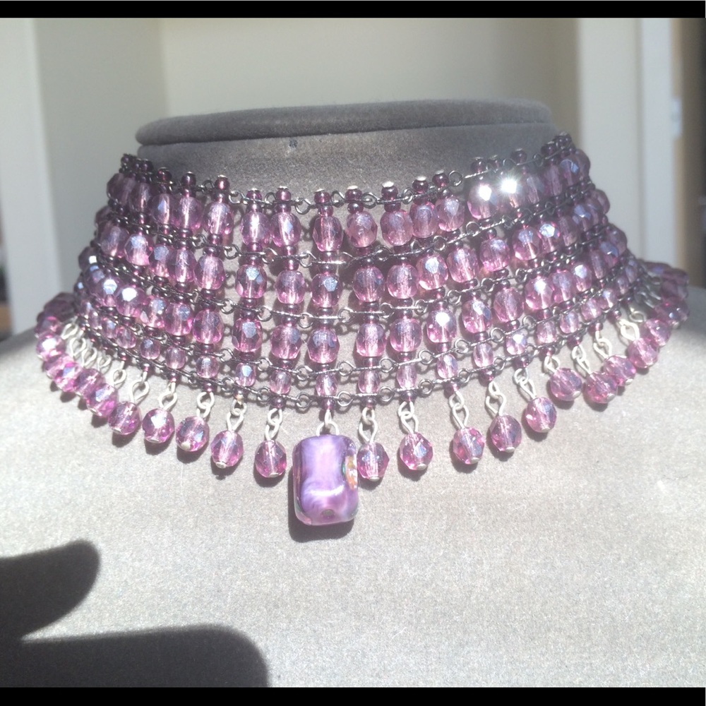 Elegant light purple bead adjustable necklace